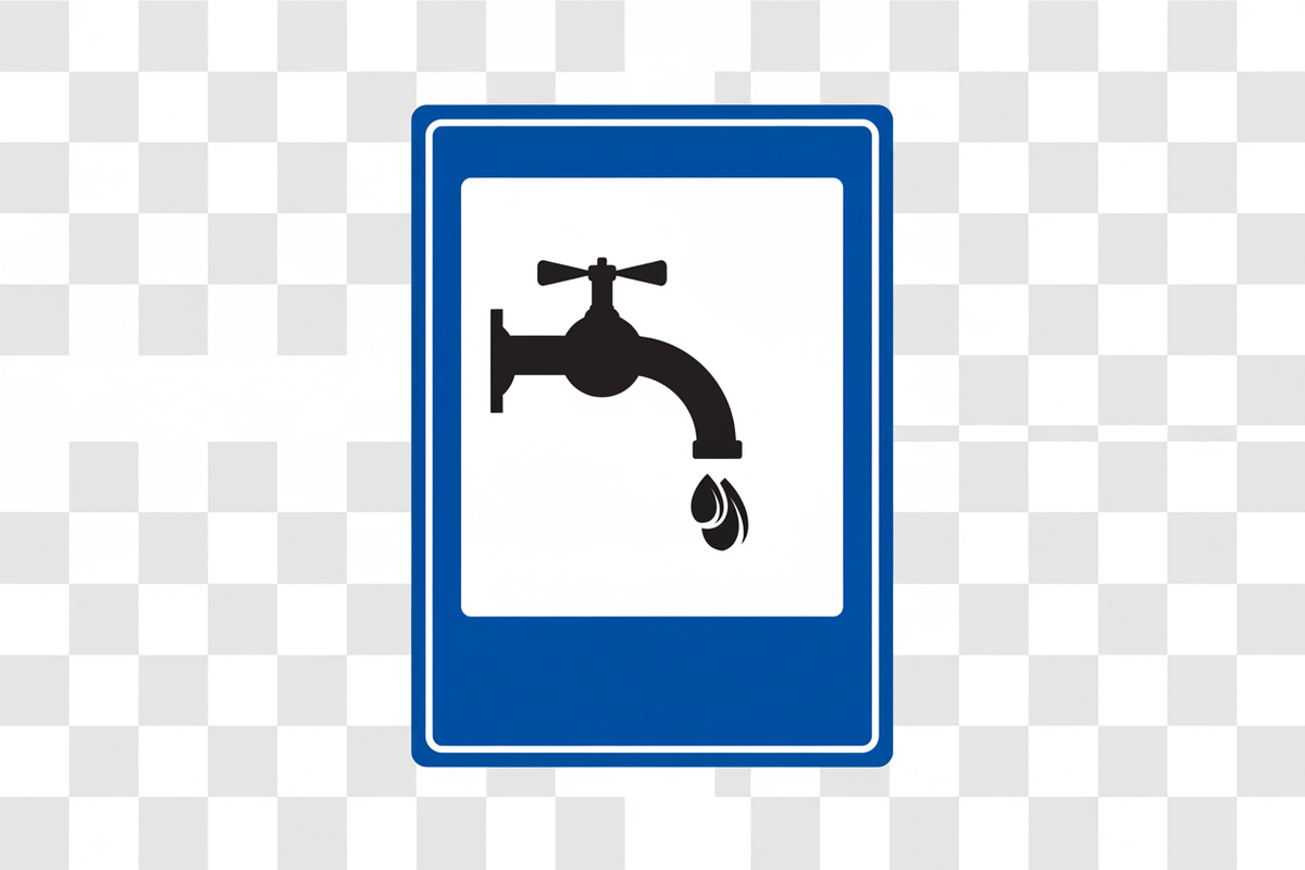 Transparent water hookup sign