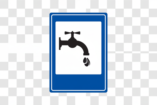 Transparent water hookup sign